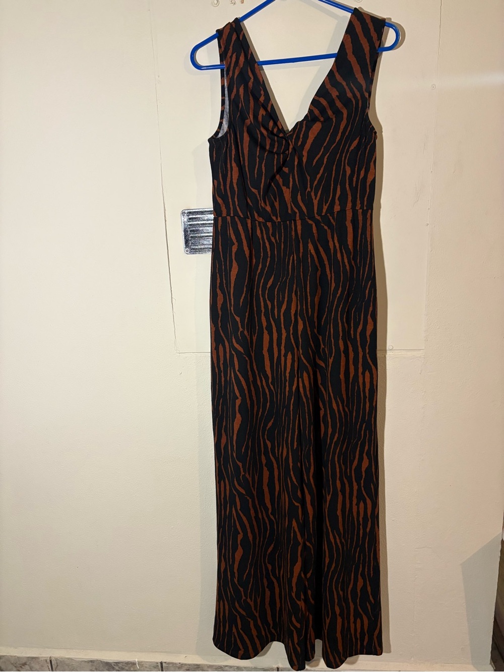 C Brown and Black Zebra Print Sleeveless Jumpsuit